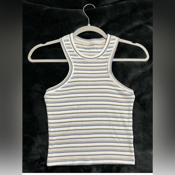 Abercrombie & Fitch Tops - Abercrombie & Fitch White and Gray Fitted Sleeveless Tank Top